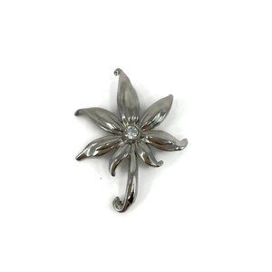 Vintage Silver Tone Poinsettia Brooch